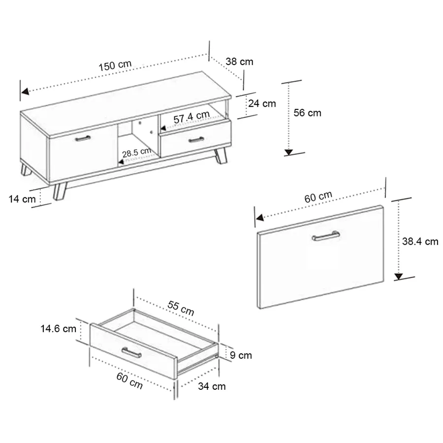 Aiden 150 cm Mid TV Rack