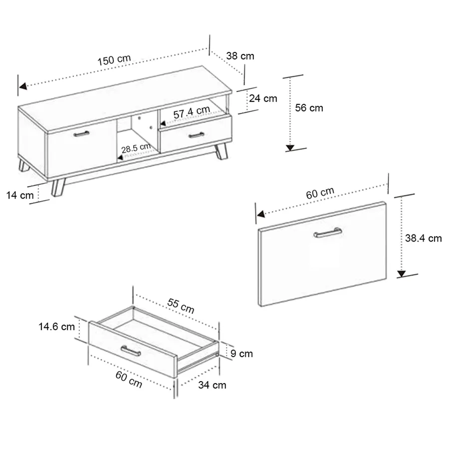 Aiden 150 cm Mid TV Rack