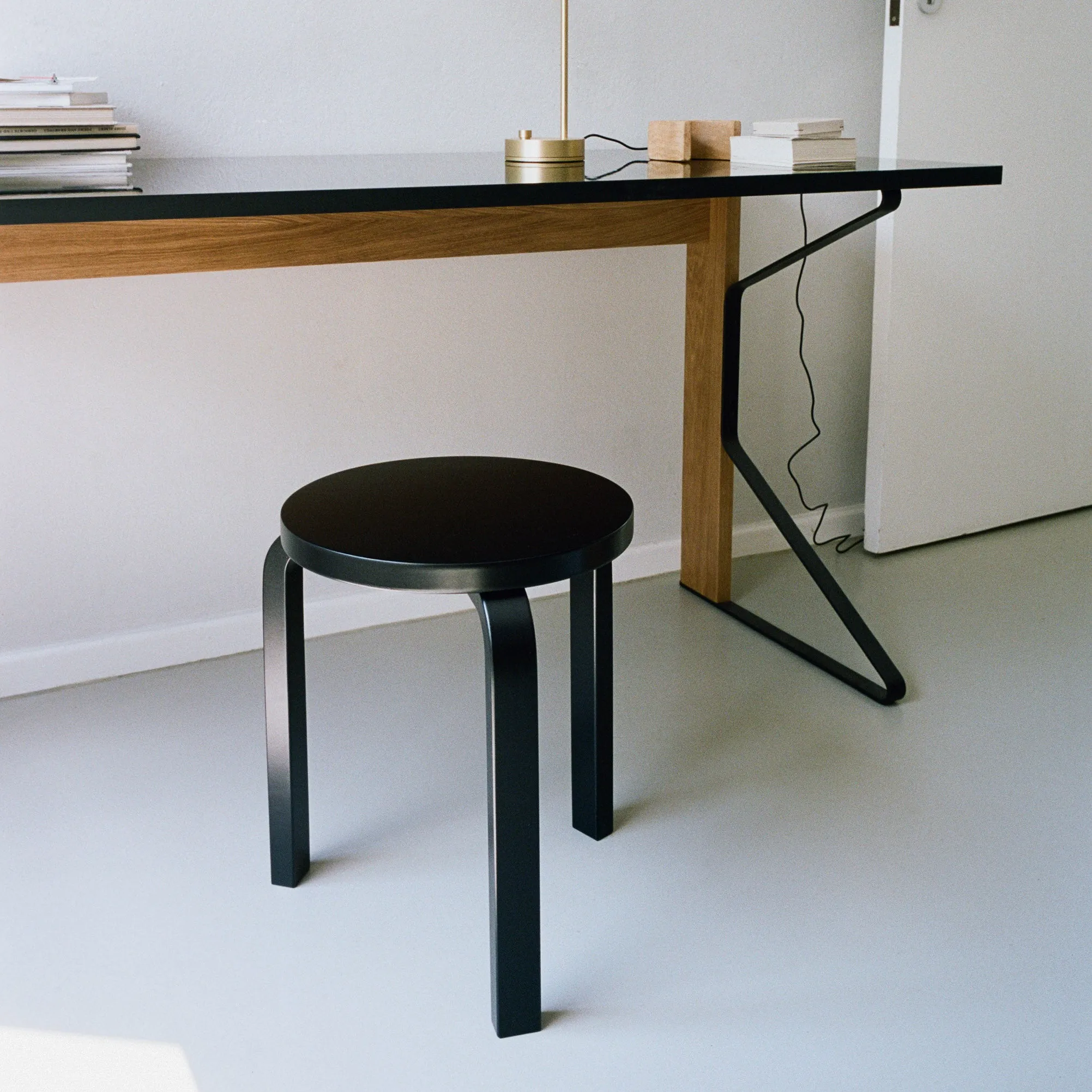 Artek Aalto Stacking Stool 60 - Black/ Black