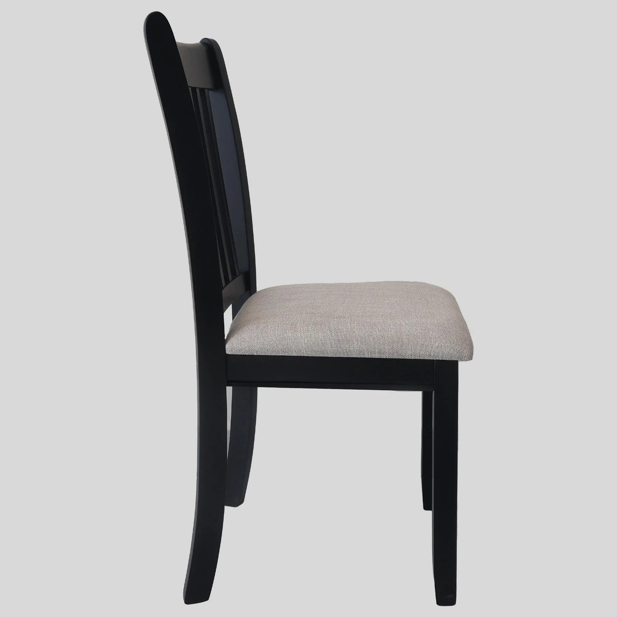 Black Dining Room Chairs Set of 2, Cushioned Seats with Wooden Backs