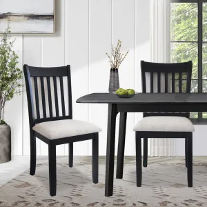 Black Dining Room Chairs Set of 2, Cushioned Seats with Wooden Backs