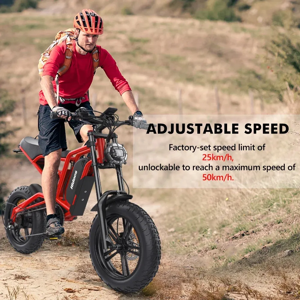 Electric Bike Mountain E-Bike for Adults with 20" Fat Tire, 1200W 7 Speeds Cruiser Ebike Adult Electric Bikes up to 32Mph & 43Miles, 330Lbs Capacity