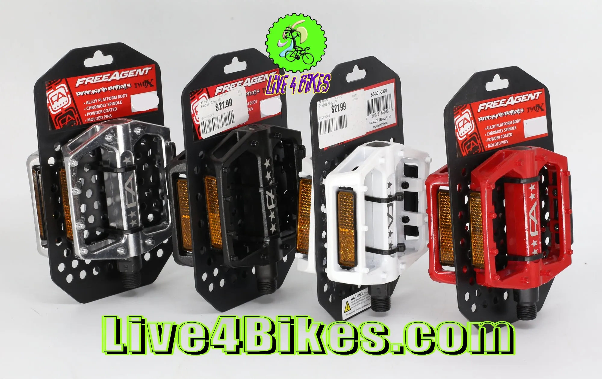 Free Agent Aluminum Platform Bicycle Pedals 9/16 - Live4Bikes