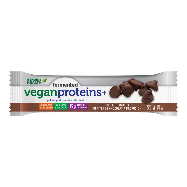 Genuine Health Fermented Vegan Proteins  Bar Double Chocolate Chip 55g