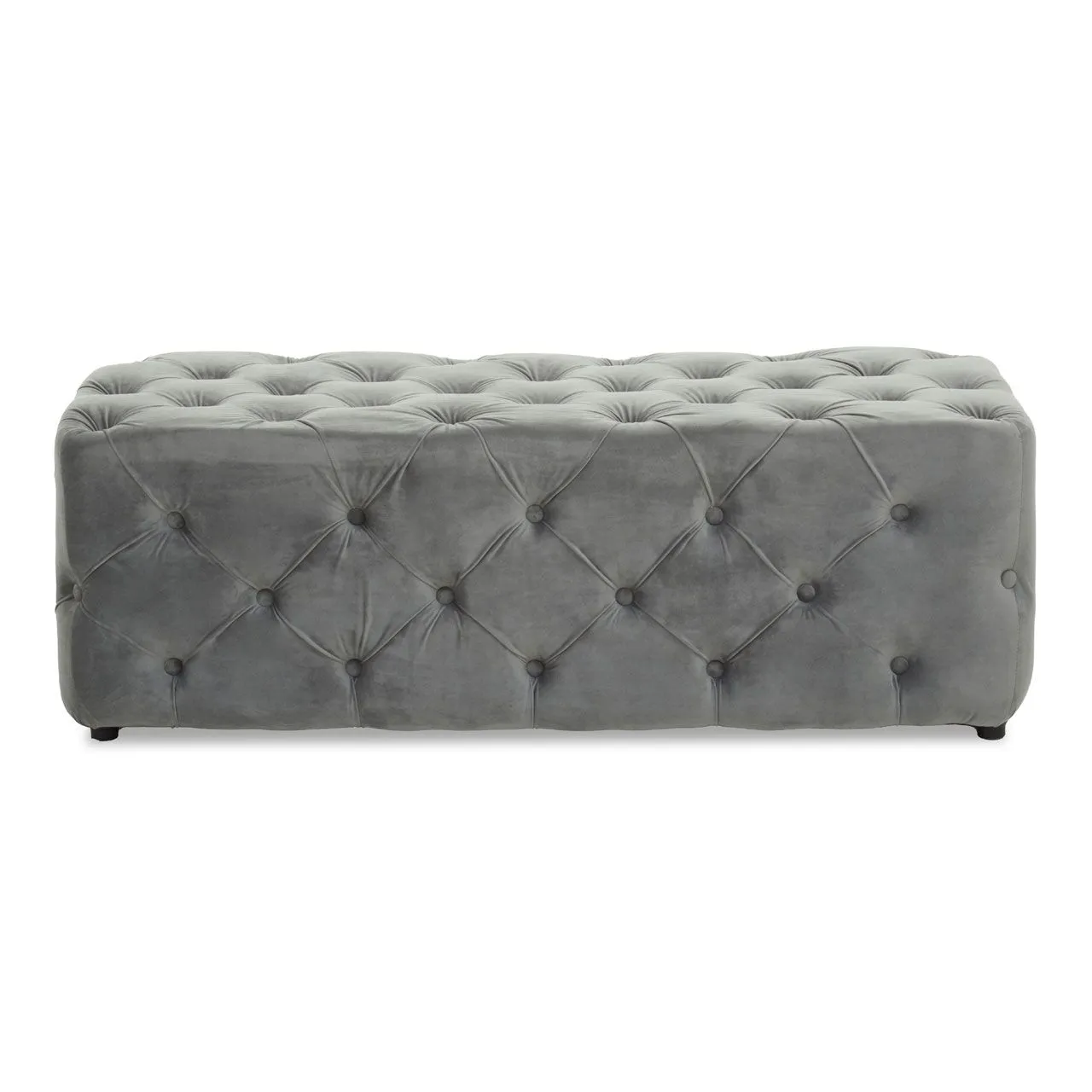 Grey Tufted Velvet Bench