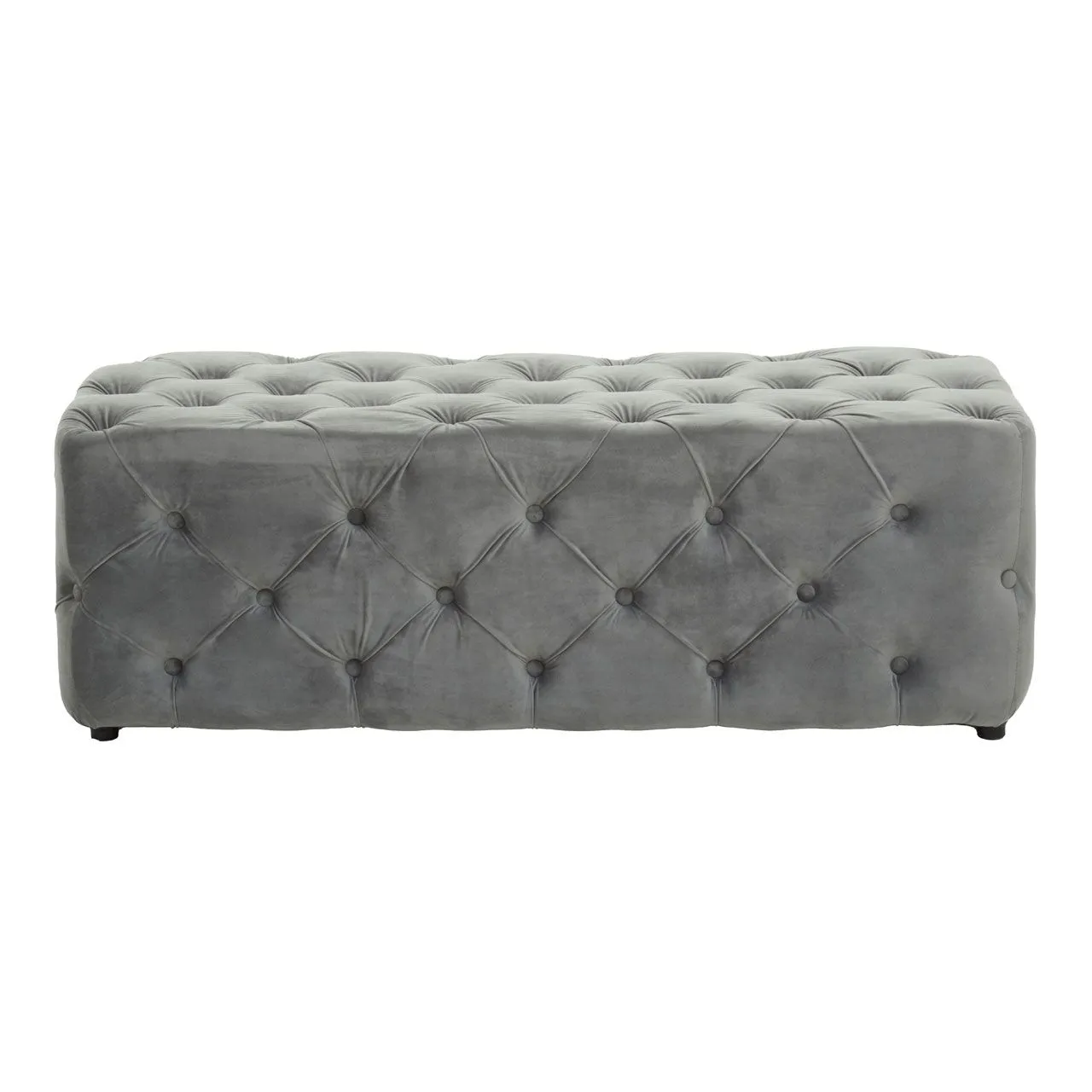 Grey Tufted Velvet Bench