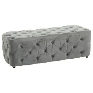 Grey Tufted Velvet Bench