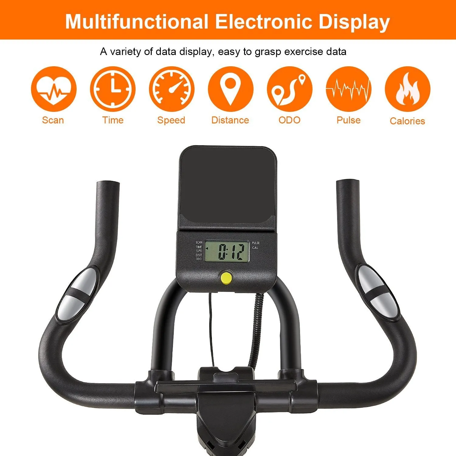 Indoor Exercise Bike Stationary Cycling Bike with LCD Monitor Tablet Holder, Comfortable Seat Cushion for Home Gym Office Use