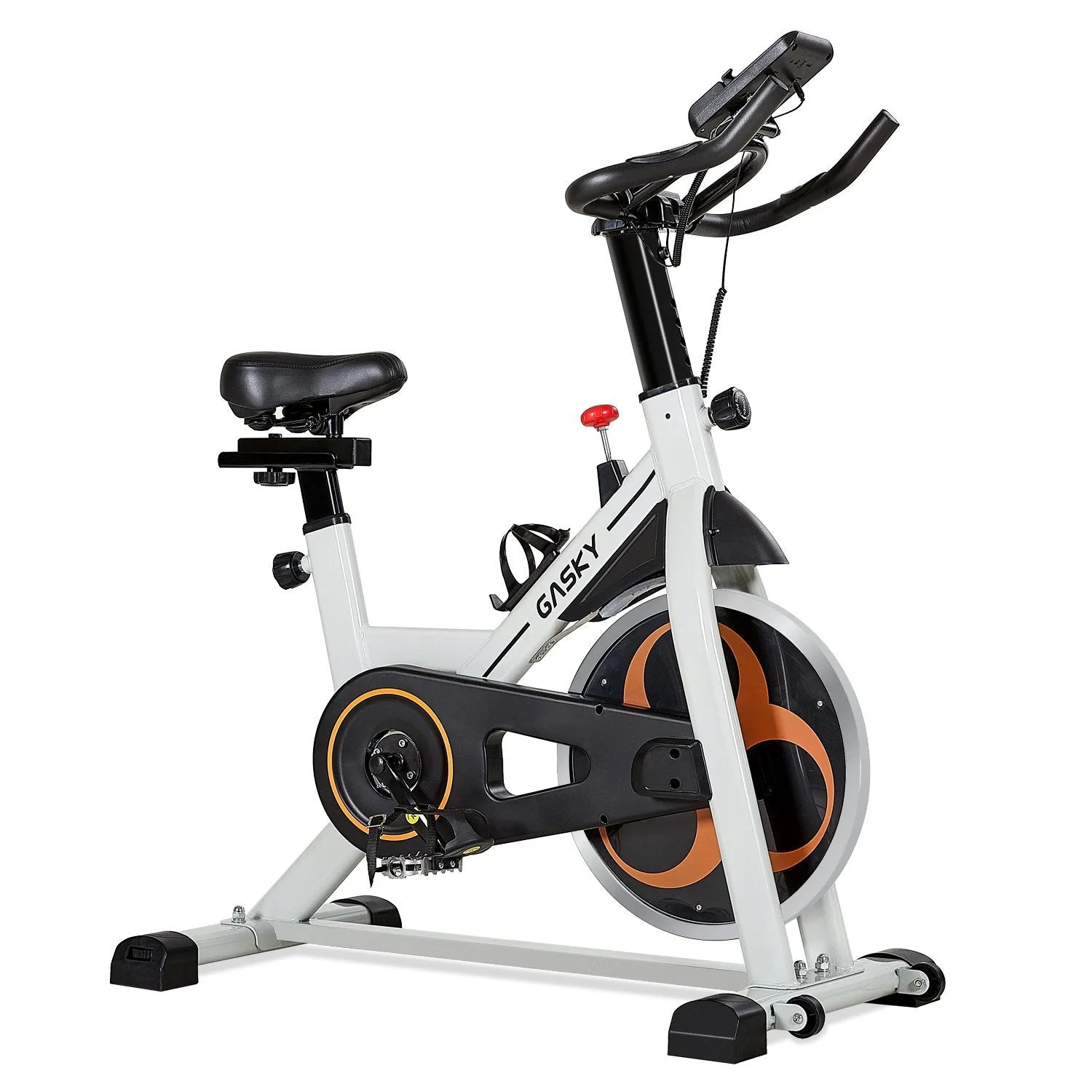 Indoor Exercise Bike Stationary Cycling Bike with LCD Monitor Tablet Holder, Comfortable Seat Cushion for Home Gym Office Use