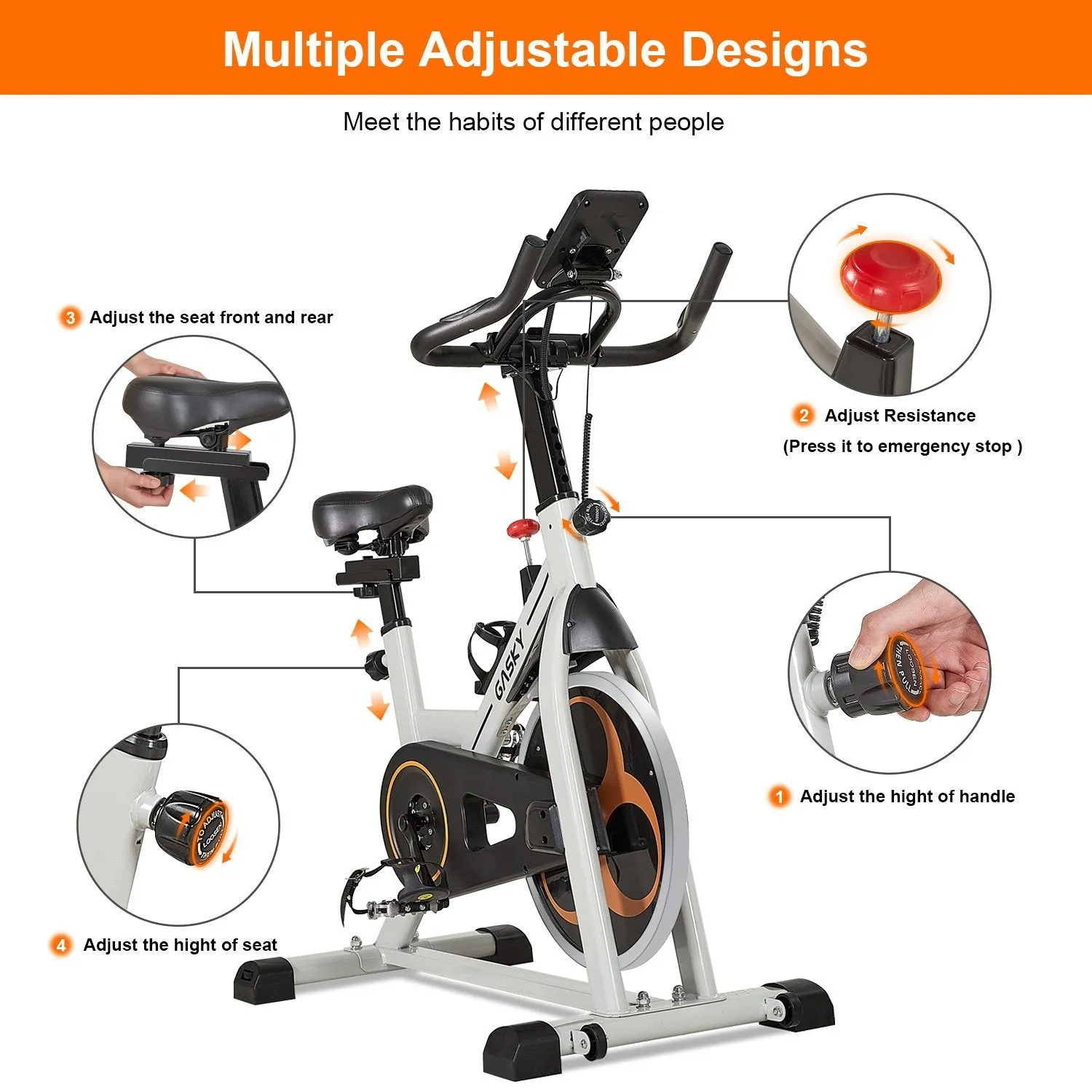 Indoor Exercise Bike Stationary Cycling Bike with LCD Monitor Tablet Holder, Comfortable Seat Cushion for Home Gym Office Use