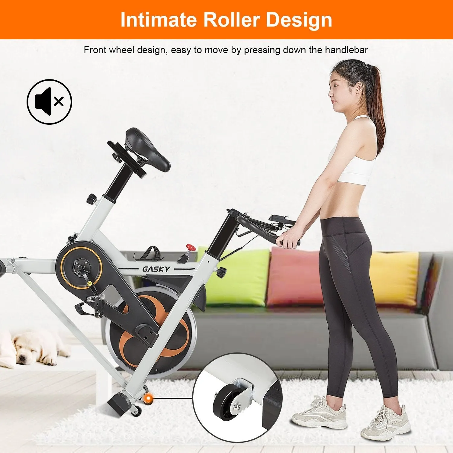 Indoor Exercise Bike Stationary Cycling Bike with LCD Monitor Tablet Holder, Comfortable Seat Cushion for Home Gym Office Use