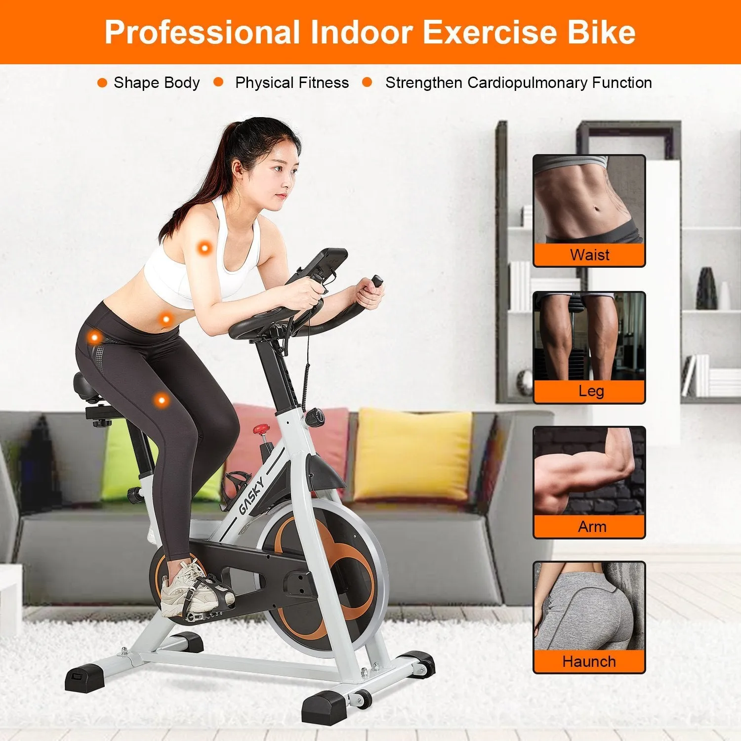 Indoor Exercise Bike Stationary Cycling Bike with LCD Monitor Tablet Holder, Comfortable Seat Cushion for Home Gym Office Use