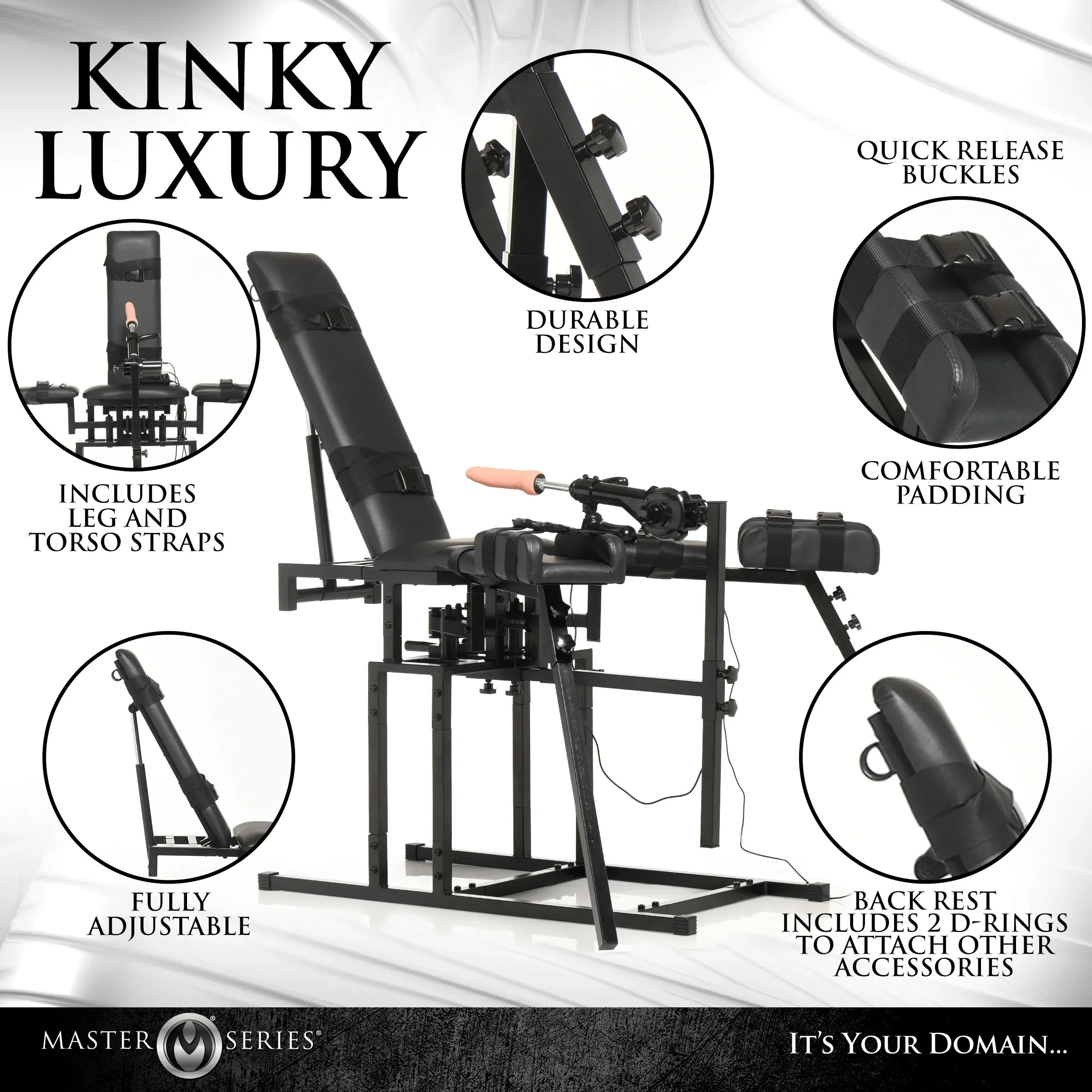 Master Series Leg Spreader Obedience Chair With Sex Machine