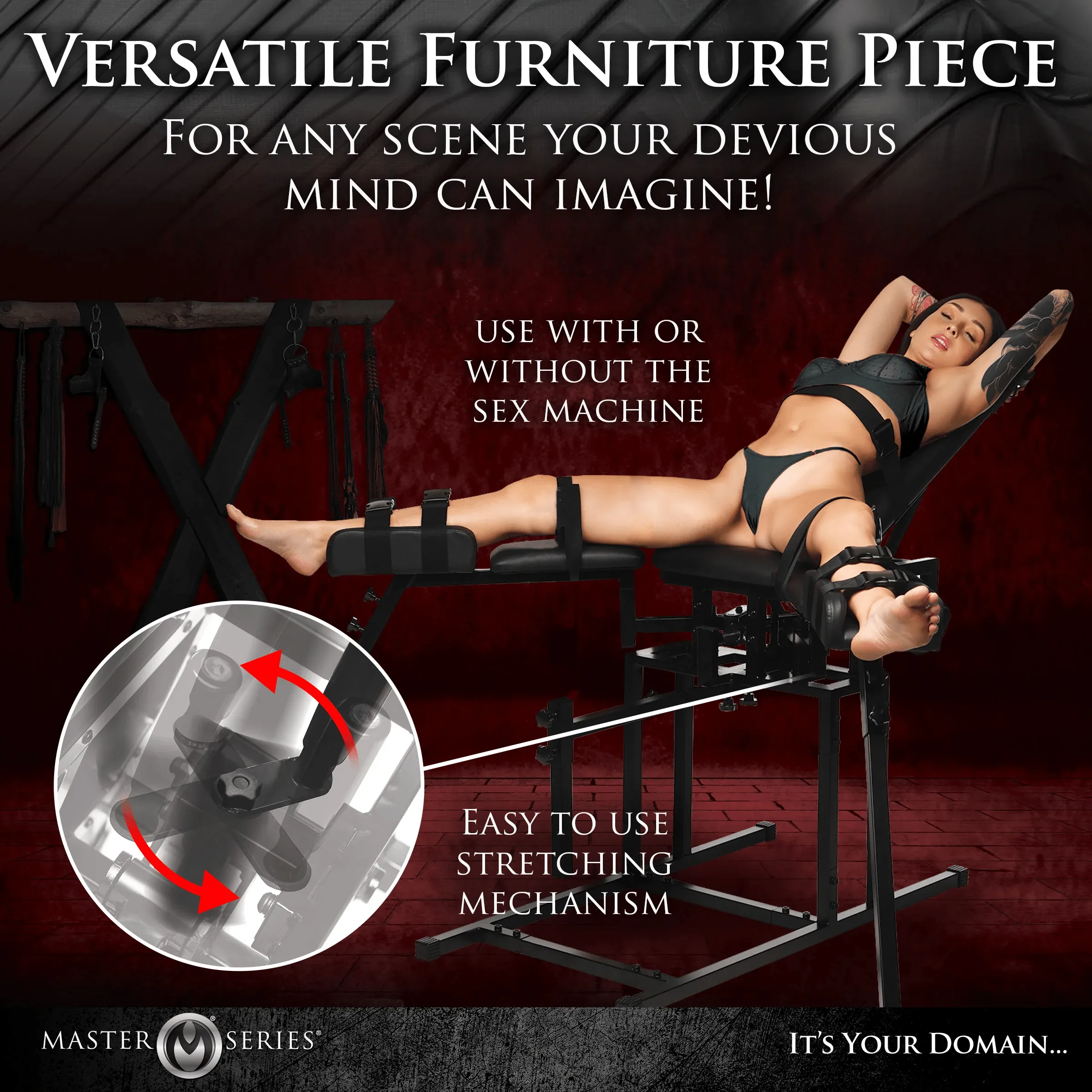 Master Series Leg Spreader Obedience Chair With Sex Machine