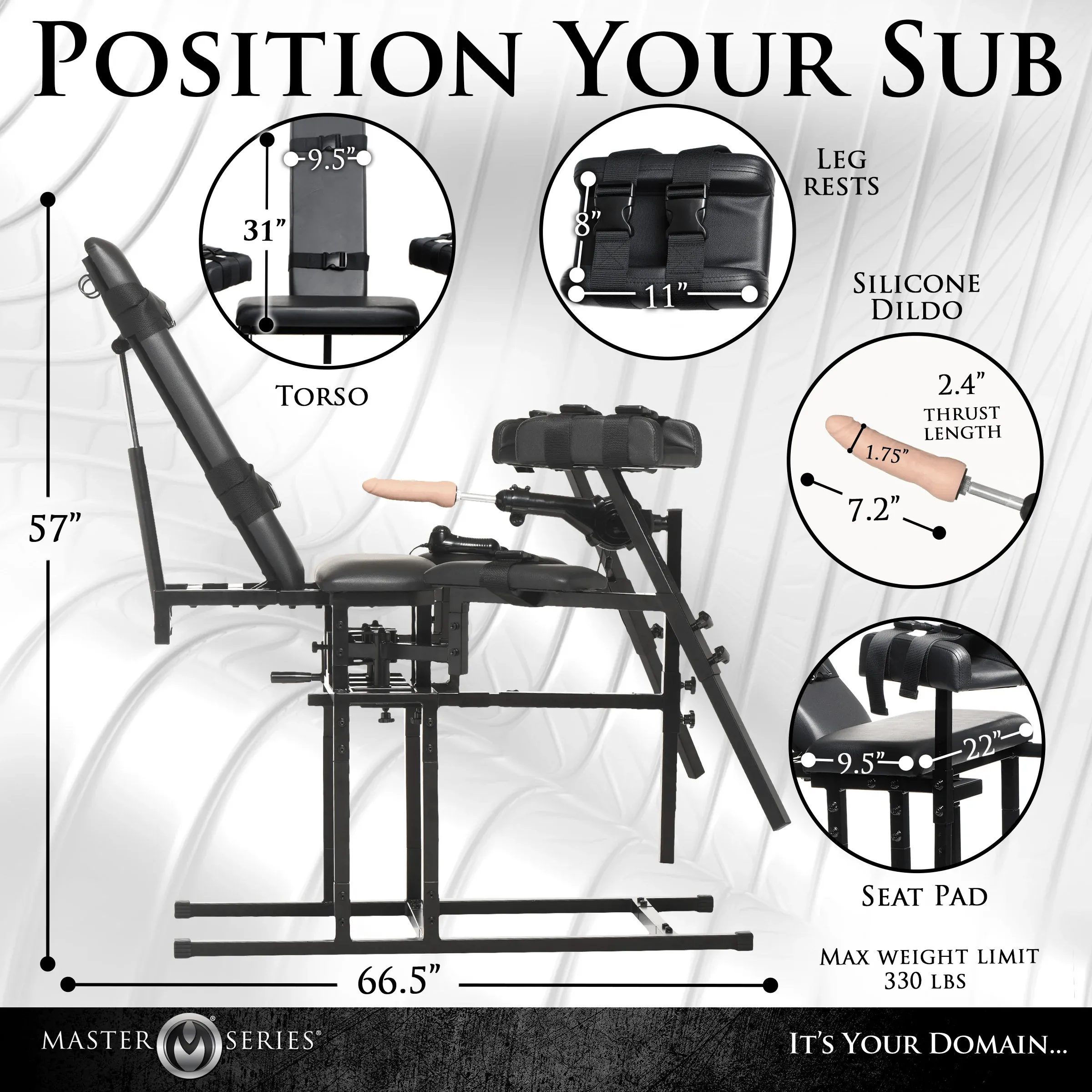 Master Series Leg Spreader Obedience Chair With Sex Machine