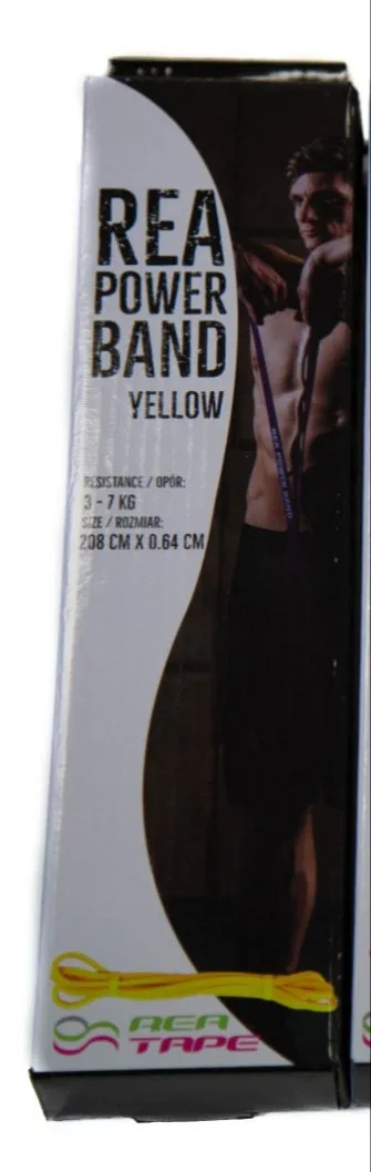 REA POWER BAND YELLOW Resistance 6.6 - 15.4 LBS size 208 cm x 0.64 cm