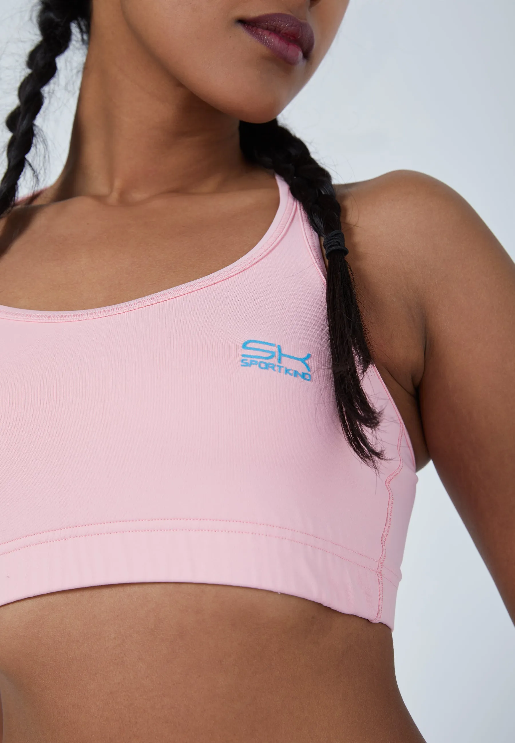 Sports Bra, crossed straps, light pink