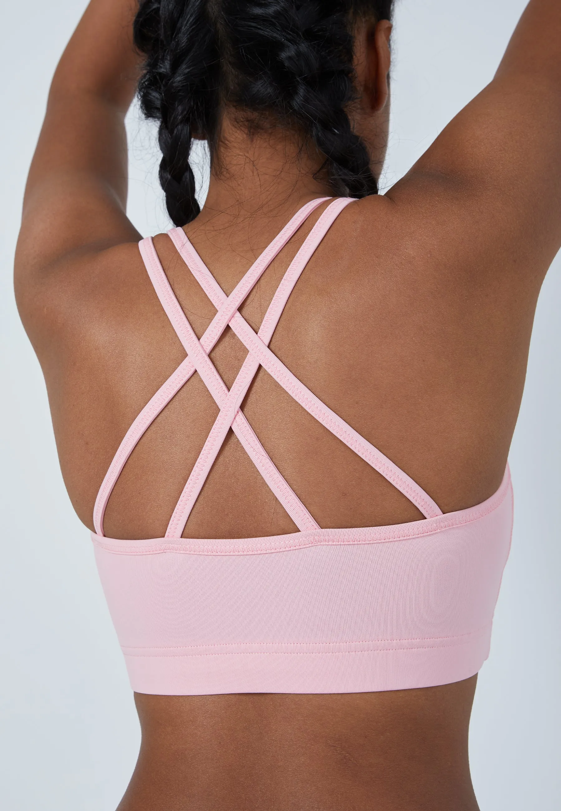 Sports Bra, crossed straps, light pink