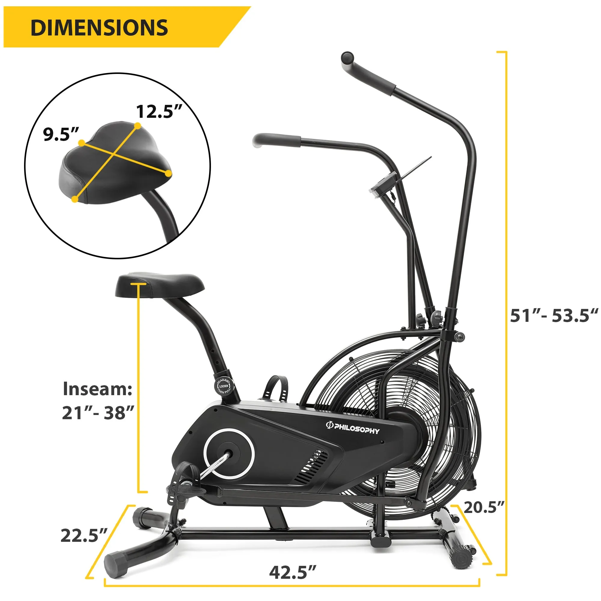 Upright Exercise Fan Bike - Indoor Exercise Cycle with Air Resistance