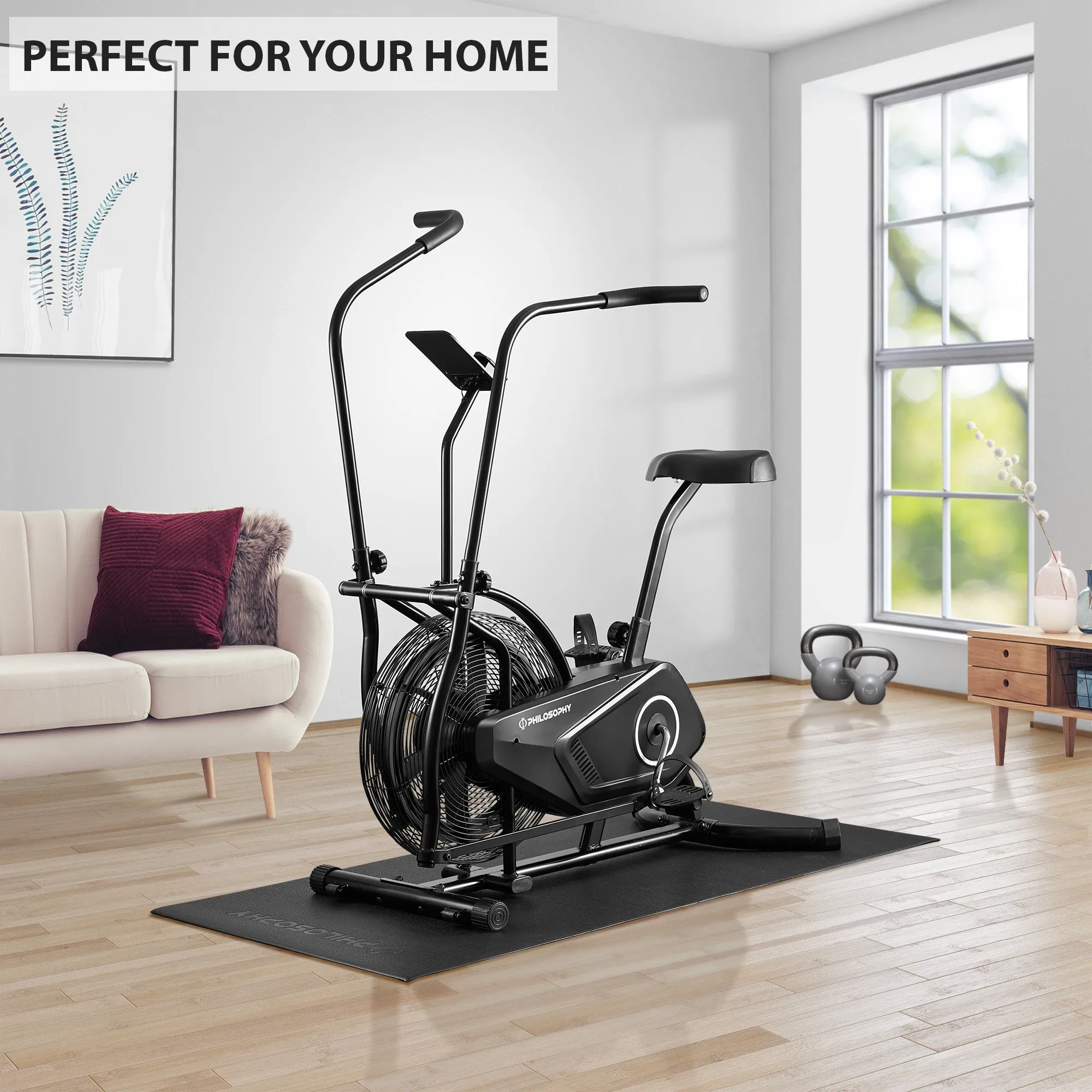 Upright Exercise Fan Bike - Indoor Exercise Cycle with Air Resistance