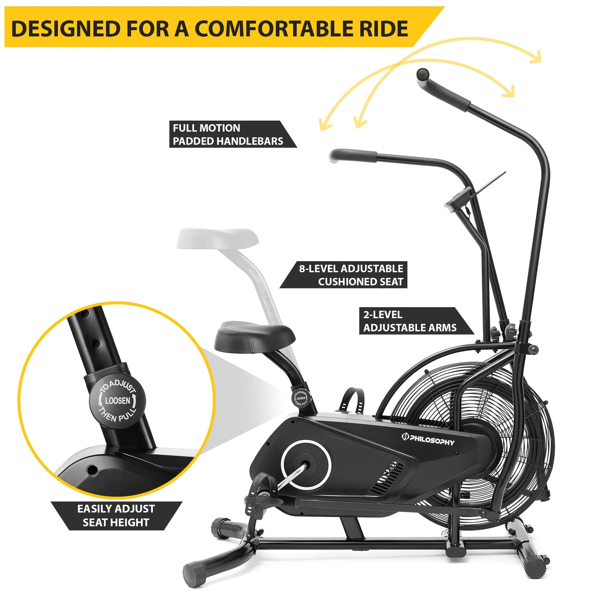 Upright Exercise Fan Bike - Indoor Exercise Cycle with Air Resistance