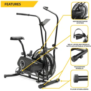 Upright Exercise Fan Bike - Indoor Exercise Cycle with Air Resistance