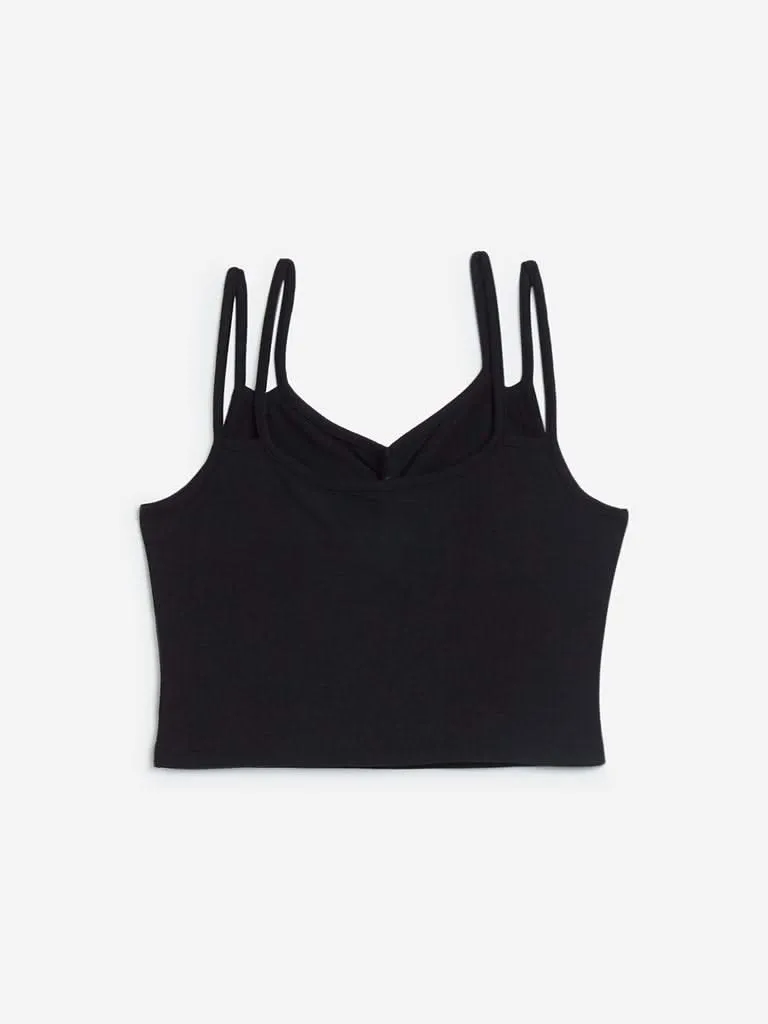 Wunderlove Black Non-Padded Superstar Crop Camisole