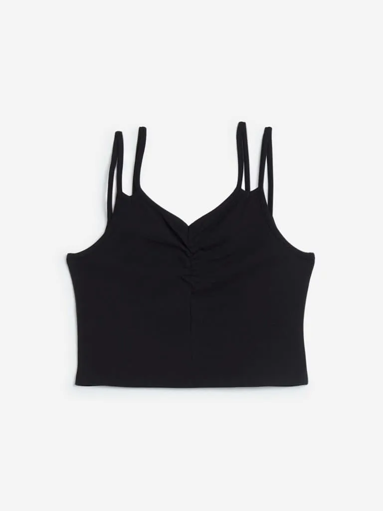 Wunderlove Black Non-Padded Superstar Crop Camisole